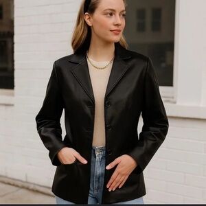 Leather Elegant Black Women's Blazer
